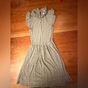 Alya Gray Ruffled V-Neck Mini Dress